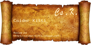 Csider Kitti névjegykártya
